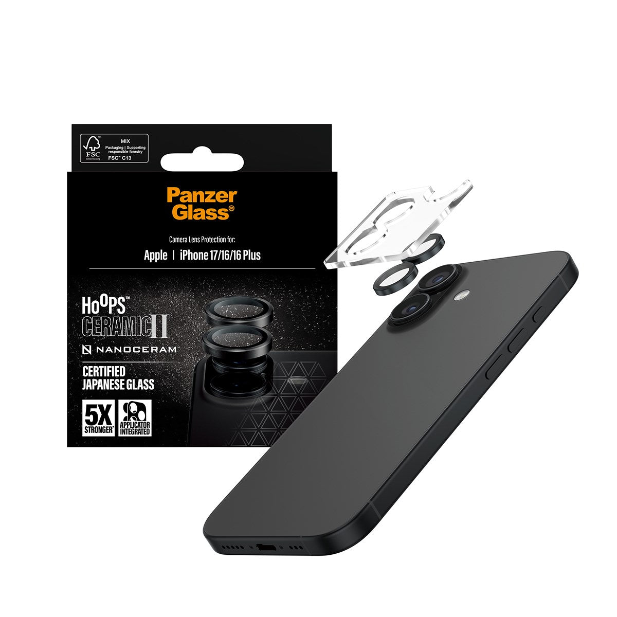 PanzerGlass® Hoops® Ceramic II Camera Lens Protector iPhone 17 | iPhone 16 | 16 Plus